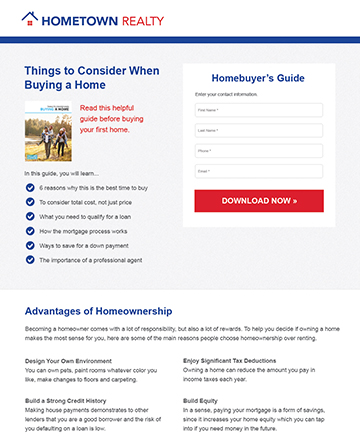 real estate landing page